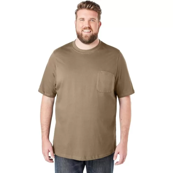 Boulder Creek by Kingsize Mens Big ampamp Tall Heavyweight Pocket Crewneck TShirtDark Khaki