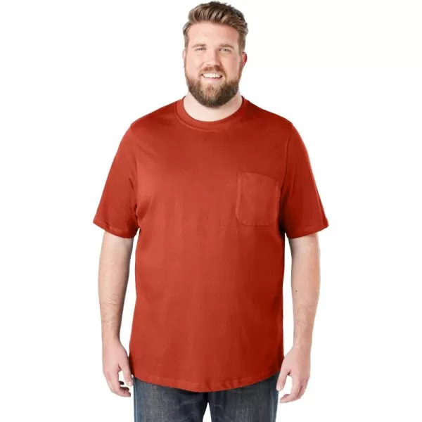 Boulder Creek by Kingsize Mens Big ampamp Tall Heavyweight Pocket Crewneck TShirtDesert Red