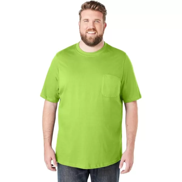 Boulder Creek by Kingsize Mens Big ampamp Tall Heavyweight Pocket Crewneck TShirtElectric Green