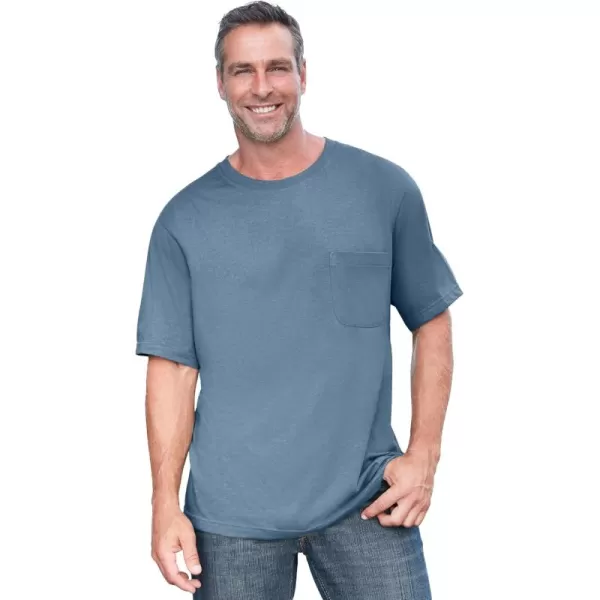 Boulder Creek by Kingsize Mens Big ampamp Tall Heavyweight Pocket Crewneck TShirtHeather Blue