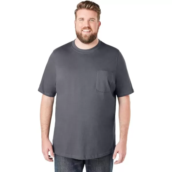 Boulder Creek by Kingsize Mens Big ampamp Tall Heavyweight Pocket Crewneck TShirtSteel