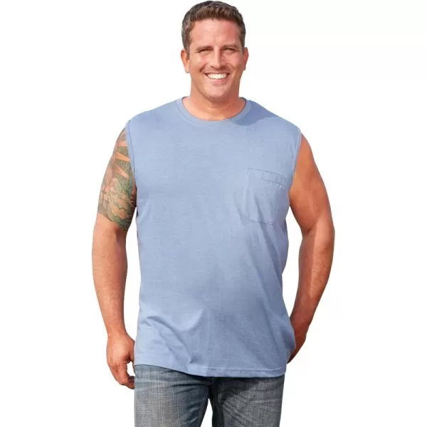 Boulder Creek by Kingsize Mens Big ampamp Tall Heavyweight Pocket Muscle TeeHeather Blue