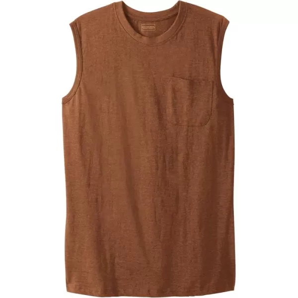 Boulder Creek by Kingsize Mens Big ampamp Tall Heavyweight Pocket Muscle TeeHeather Boulder Brown