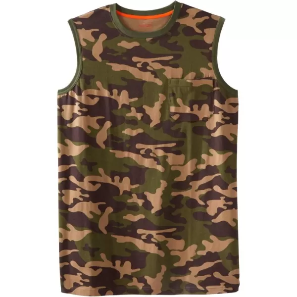 Boulder Creek by Kingsize Mens Big ampamp Tall Heavyweight Pocket Muscle TeeOlive Camo