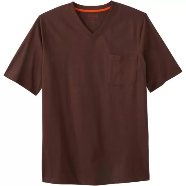 Boulder Creek by Kingsize Mens Big ampamp Tall Heavyweight Pocket VNeck TeeDark Brown