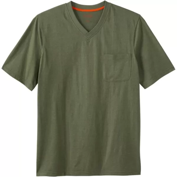 Boulder Creek by Kingsize Mens Big ampamp Tall Heavyweight Pocket VNeck TeeHeather Moss