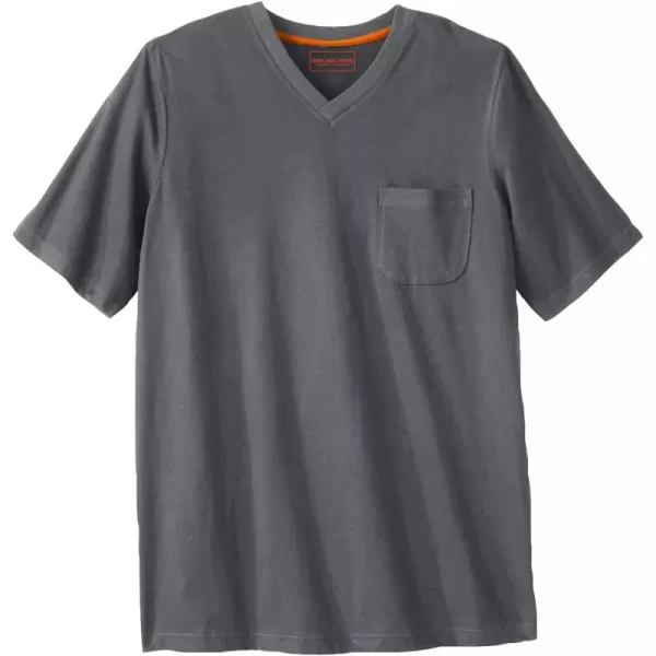 Boulder Creek by Kingsize Mens Big ampamp Tall Heavyweight Pocket VNeck TeeSteel