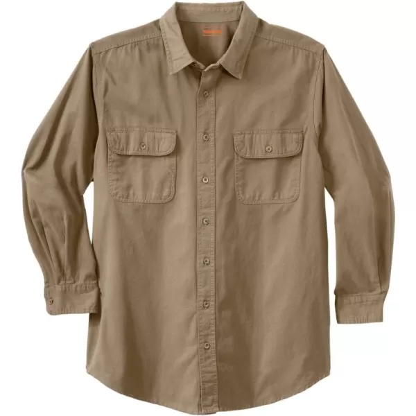 Boulder Creek by Kingsize Mens Big ampamp Tall Long Sleeve Denim and Twill ShirtDark Khaki