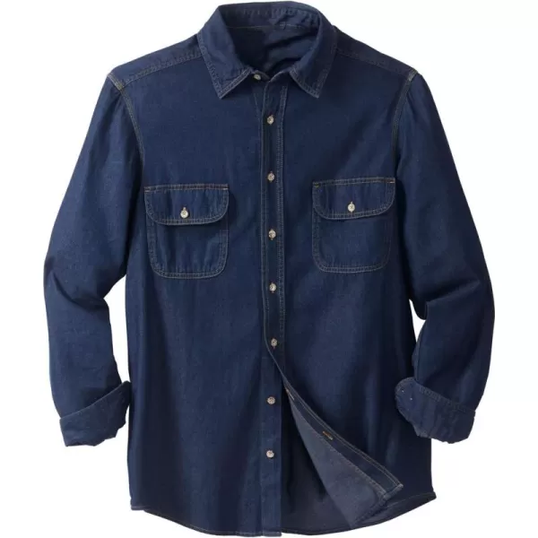 Boulder Creek by Kingsize Mens Big ampamp Tall Long Sleeve Denim and Twill ShirtIndigo Denim