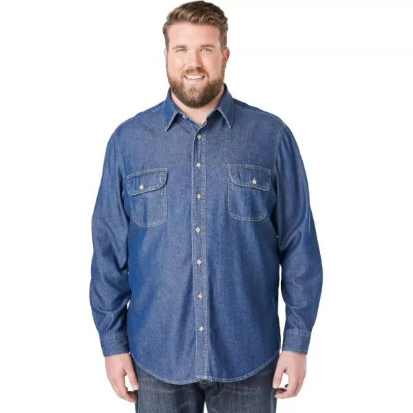 Boulder Creek by Kingsize Mens Big ampamp Tall Long Sleeve Denim and Twill ShirtStonewash Denim