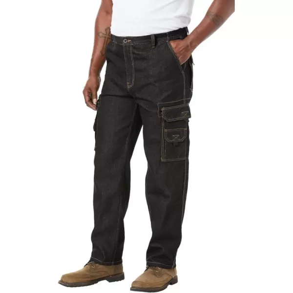 Boulder Creek by Kingsize Mens Big ampamp Tall Marine Cargo PantsBlack Denim