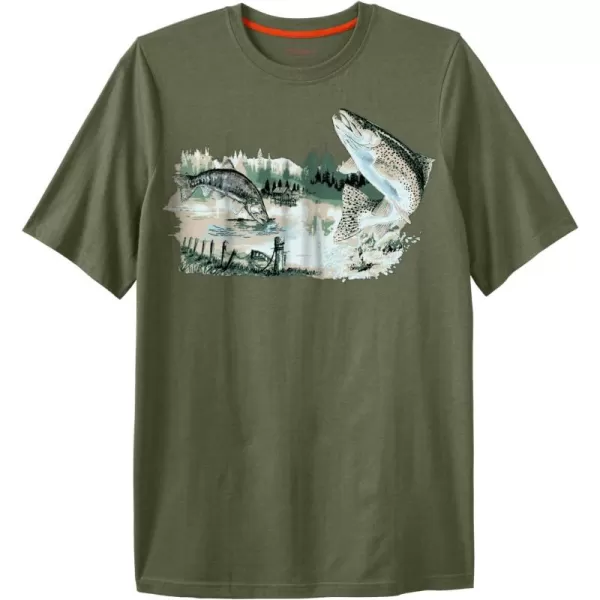 Boulder Creek by Kingsize Mens Big ampamp Tall Nature Graphic TeeLakeside Fishing