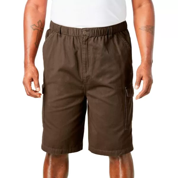 Boulder Creek by Kingsize Mens Big ampamp Tall Renegade 9quot Full Elastic Waist Cargo ShortsBark