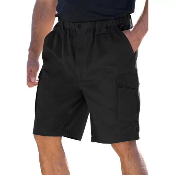 Boulder Creek by Kingsize Mens Big ampamp Tall Renegade 9quot Full Elastic Waist Cargo ShortsBlack