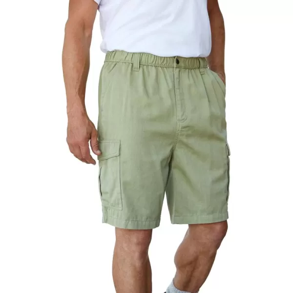 Boulder Creek by Kingsize Mens Big ampamp Tall Renegade 9quot Full Elastic Waist Cargo ShortsBritish Khaki