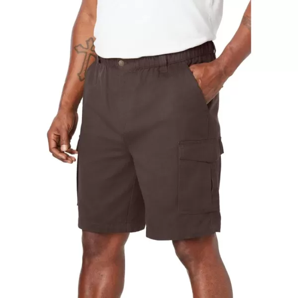 Boulder Creek by Kingsize Mens Big ampamp Tall Renegade 9quot Full Elastic Waist Cargo ShortsDark Brown