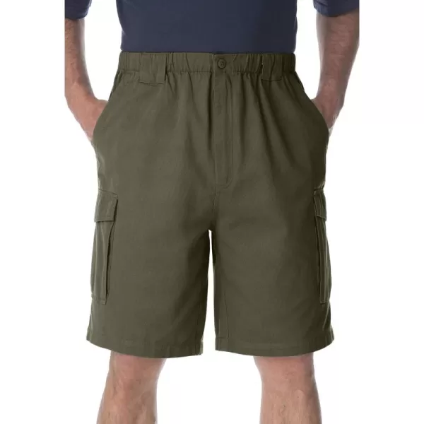 Boulder Creek by Kingsize Mens Big ampamp Tall Renegade 9quot Full Elastic Waist Cargo ShortsOlive