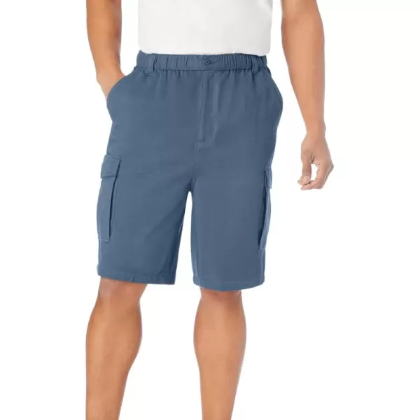 Boulder Creek by Kingsize Mens Big ampamp Tall Renegade 9quot Full Elastic Waist Cargo ShortsSlate Blue