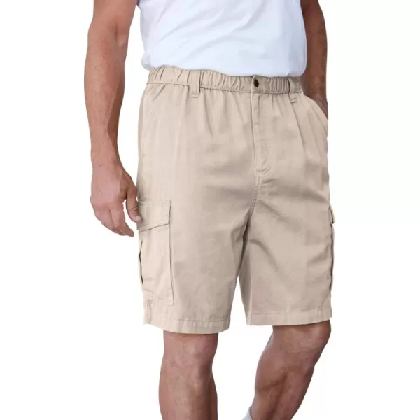 Boulder Creek by Kingsize Mens Big ampamp Tall Renegade 9quot Full Elastic Waist Cargo ShortsStone