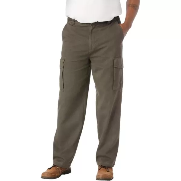 Boulder Creek by Kingsize Mens Big ampamp Tall Renegade SideElastic Waist Cargo PantsBlack Olive