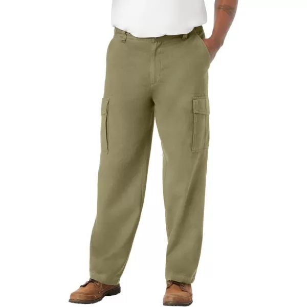 Boulder Creek by Kingsize Mens Big ampamp Tall Renegade SideElastic Waist Cargo PantsBritish Khaki