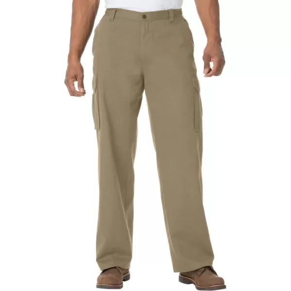 Boulder Creek by Kingsize Mens Big ampamp Tall Renegade SideElastic Waist Cargo PantsDark Khaki