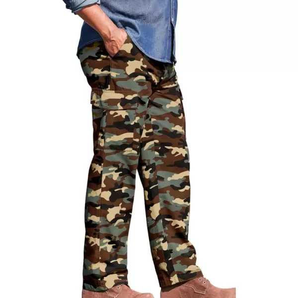 Boulder Creek by Kingsize Mens Big ampamp Tall Renegade SideElastic Waist Cargo PantsDeep Camo