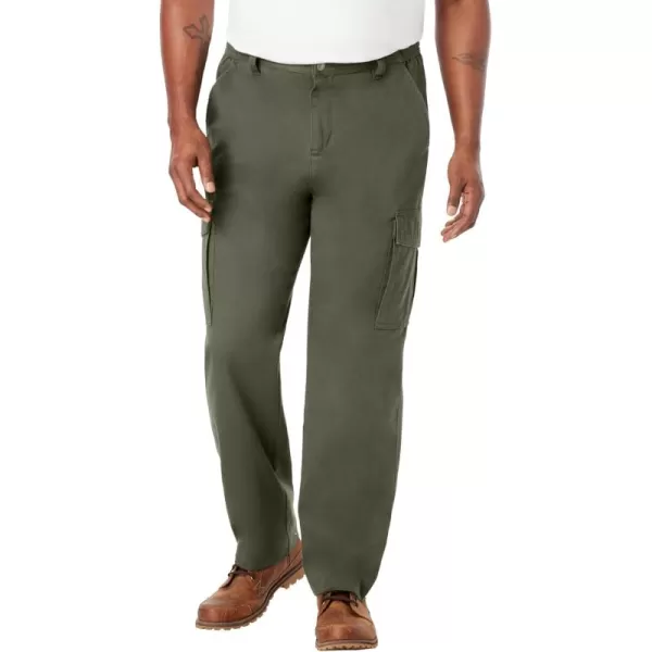 Boulder Creek by Kingsize Mens Big ampamp Tall Renegade SideElastic Waist Cargo PantsOlive