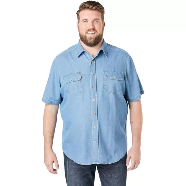 Boulder Creek by Kingsize Mens Big ampamp Tall Short Sleeve Denim and Twill ShirtBleach Denim