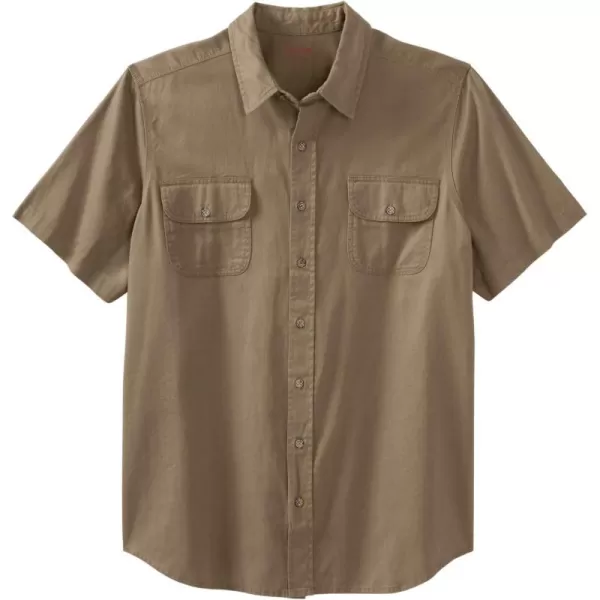 Boulder Creek by Kingsize Mens Big ampamp Tall Short Sleeve Denim and Twill ShirtDark Khaki