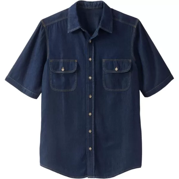 Boulder Creek by Kingsize Mens Big ampamp Tall Short Sleeve Denim and Twill ShirtIndigo Denim