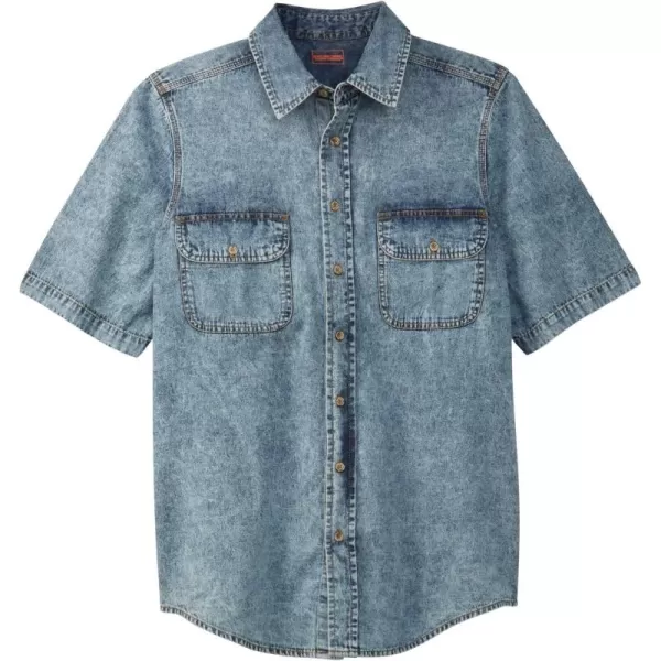 Boulder Creek by Kingsize Mens Big ampamp Tall Short Sleeve Denim and Twill ShirtLight Wash