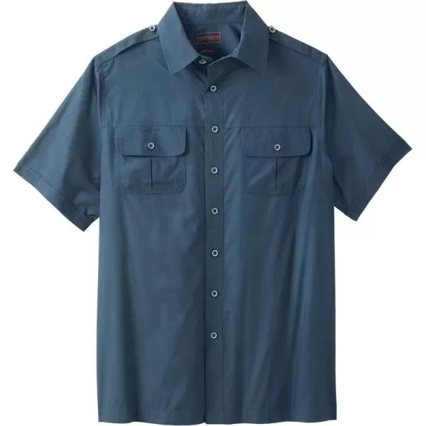 Boulder Creek by Kingsize Mens Big ampamp Tall ShortSleeve Pilot ShirtBlue Indigo