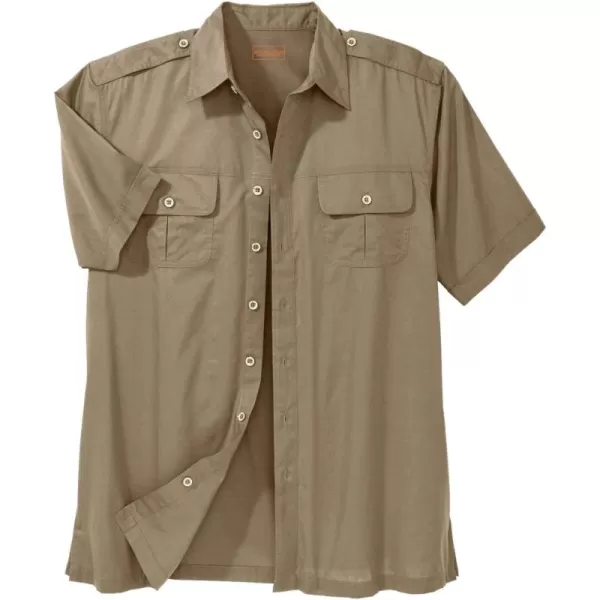 Boulder Creek by Kingsize Mens Big ampamp Tall ShortSleeve Pilot ShirtDark Khaki