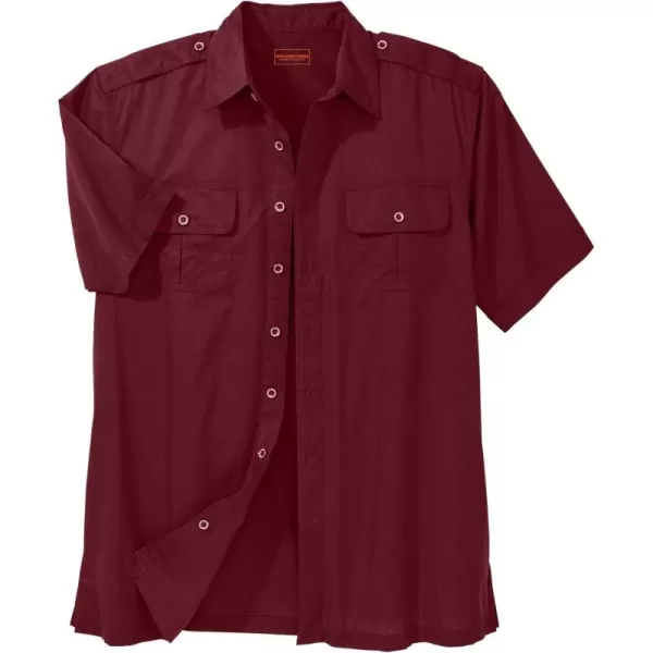 Boulder Creek by Kingsize Mens Big ampamp Tall ShortSleeve Pilot ShirtRich Burgundy