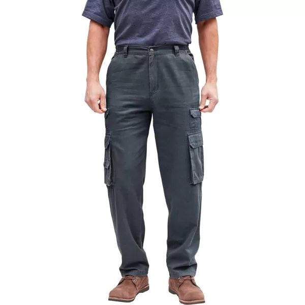 Boulder Creek by Kingsize Mens Big ampamp Tall SideElastic Stacked Cargo Pocket PantsCarbon