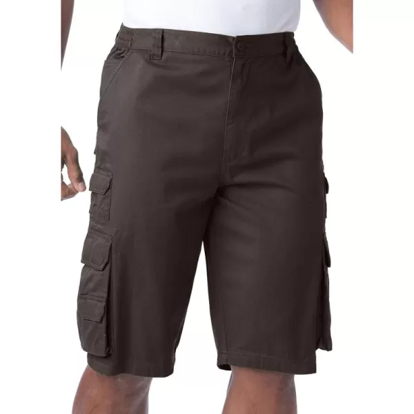 Boulder Creek by Kingsize Mens Big ampamp Tall SideElastic Stacked Cargo Pocket ShortsDark Brown