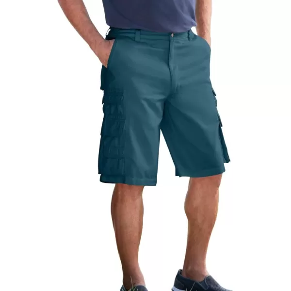 Boulder Creek by Kingsize Mens Big ampamp Tall SideElastic Stacked Cargo Pocket ShortsMidnight Teal