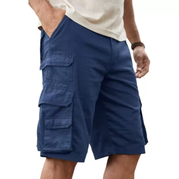 Boulder Creek by Kingsize Mens Big ampamp Tall SideElastic Stacked Cargo Pocket ShortsNavy