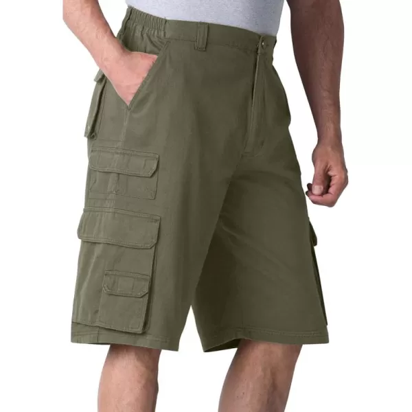 Boulder Creek by Kingsize Mens Big ampamp Tall SideElastic Stacked Cargo Pocket ShortsOlive