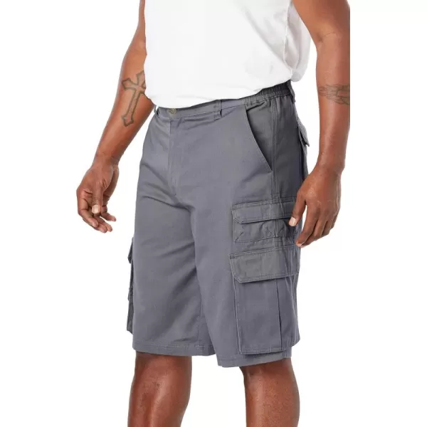 Boulder Creek by Kingsize Mens Big ampamp Tall SideElastic Stacked Cargo Pocket ShortsSteel