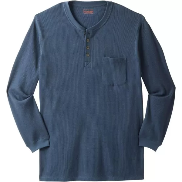 Boulder Creek by Kingsize Mens Big ampamp Tall Tall Thermal Pocket LongerLength HenleyBlue Indigo 0680