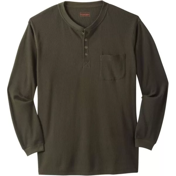 Boulder Creek by Kingsize Mens Big ampamp Tall Tall Thermal Pocket LongerLength HenleyForest Green 0689