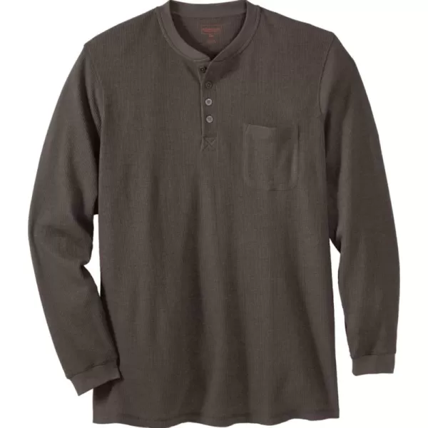 Boulder Creek by Kingsize Mens Big ampamp Tall Tall Thermal Pocket LongerLength HenleyHeather Brown 0797