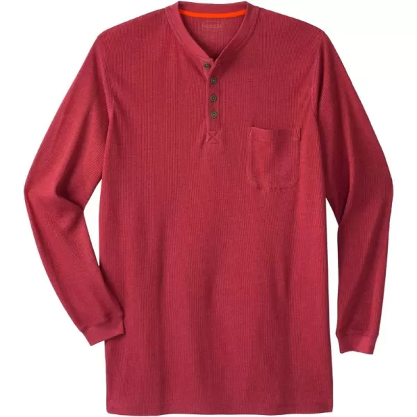 Boulder Creek by Kingsize Mens Big ampamp Tall Tall Thermal Pocket LongerLength HenleyHeather Burgundy