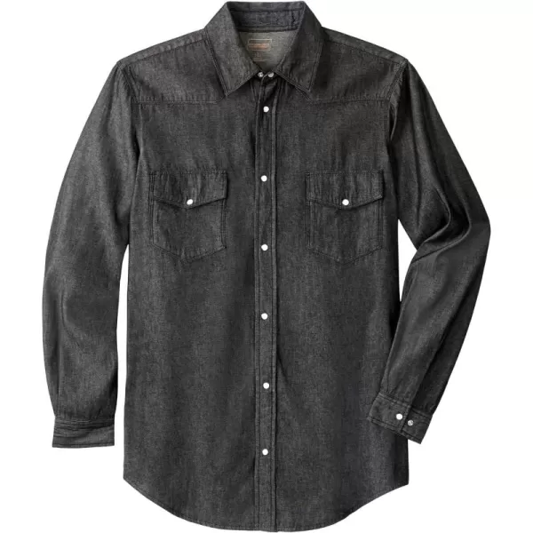 KingSize Boulder Creek Mens Big ampamp Tall Tall Western Snap Front ShirtBlack Denim