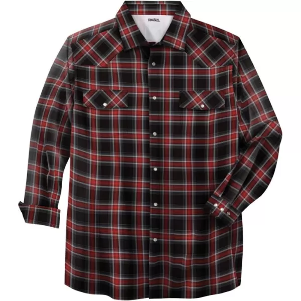 KingSize Boulder Creek Mens Big ampamp Tall Tall Western Snap Front ShirtBlack Plaid