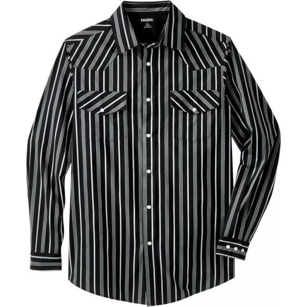 KingSize Boulder Creek Mens Big ampamp Tall Tall Western Snap Front ShirtBlack Stripe