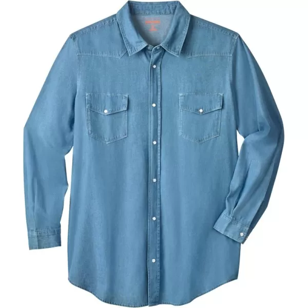 KingSize Boulder Creek Mens Big ampamp Tall Tall Western Snap Front ShirtBleach Denim