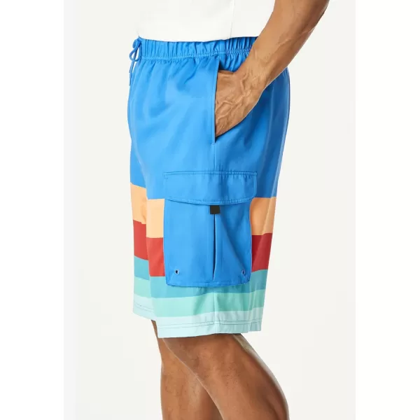 KingSize Mens Big ampamp Tall 8quot Flex Cargo Swim TrunksYellow Hibiscus